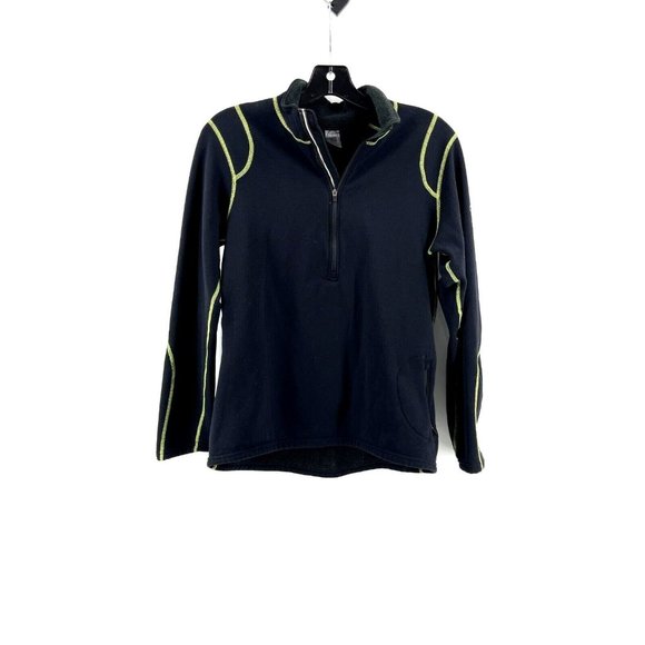 REI Tops - REI Women's Black Neon Green Stitching 1/4 Zip Stretch Fleece Sweatshirt Size L